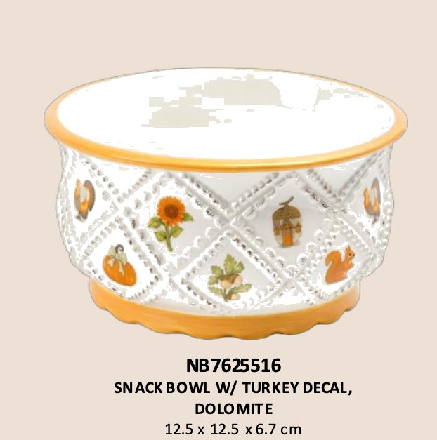 Snack Bowl with Turkey Decal 4