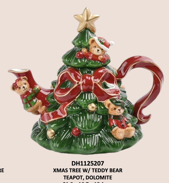 E Christmas Tree with Teddy Bear Teapot 8