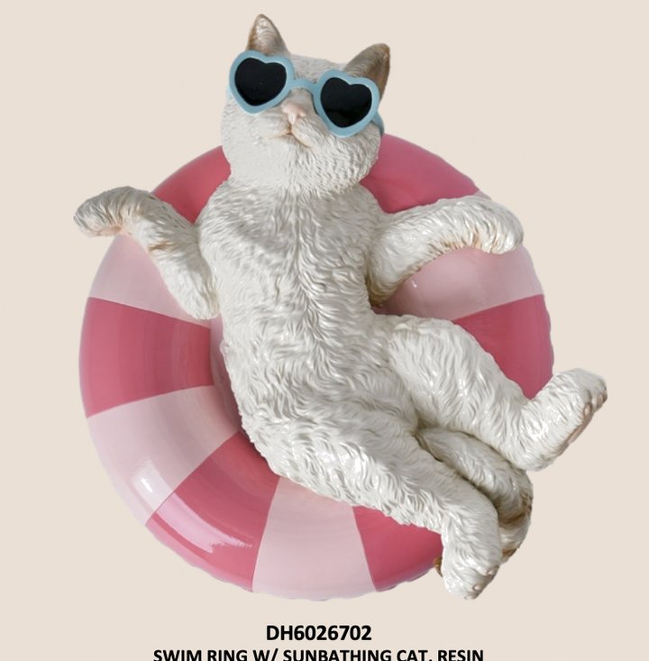 Swim Ring with Sunbathing Cat 15