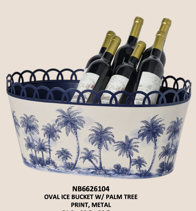 Oval Ice Bucket with Palm Tree Print 20