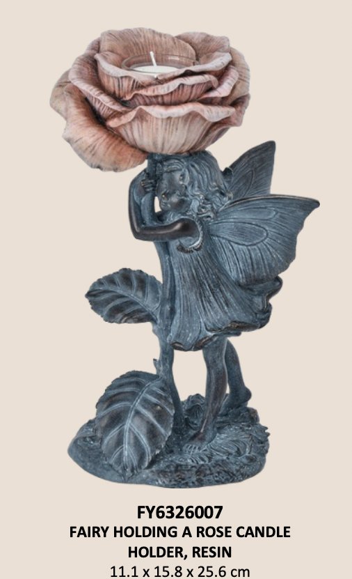 Fairy Holding A Rose Candle Holder 4