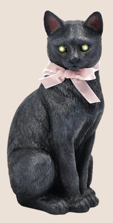 Sitting Black Cat with LED 7