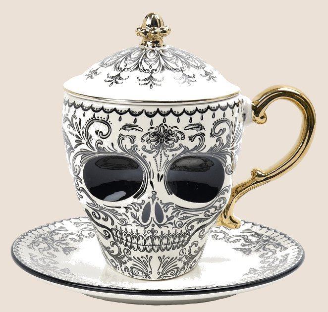 Set Of 2, Skull Cup & Saucer 6