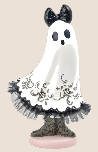 Ghost On Base with Bow & Lace Trim 6