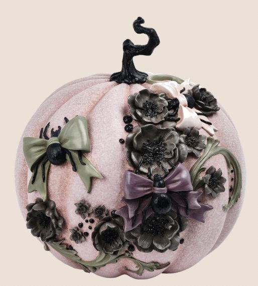 Pumpkin with Embossed Floral & Bow Spider 12