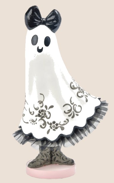 Ghost On Base with Bow & Lace Trim 7