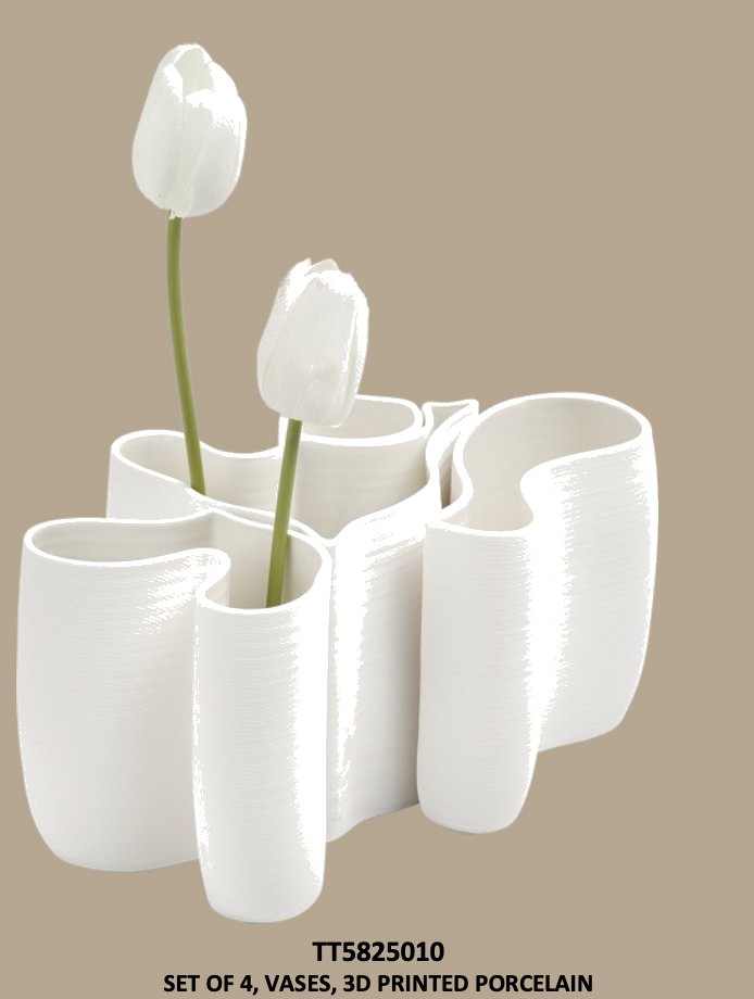 Set Of 4, Vases, 3D Printed Porcelain 6